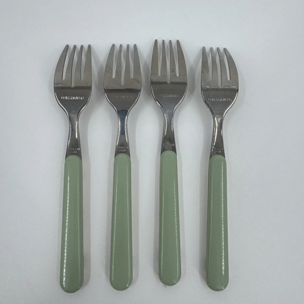 4 Pfaltzgraff‎ Flower Garden Salad Forks Plastic/Stainless